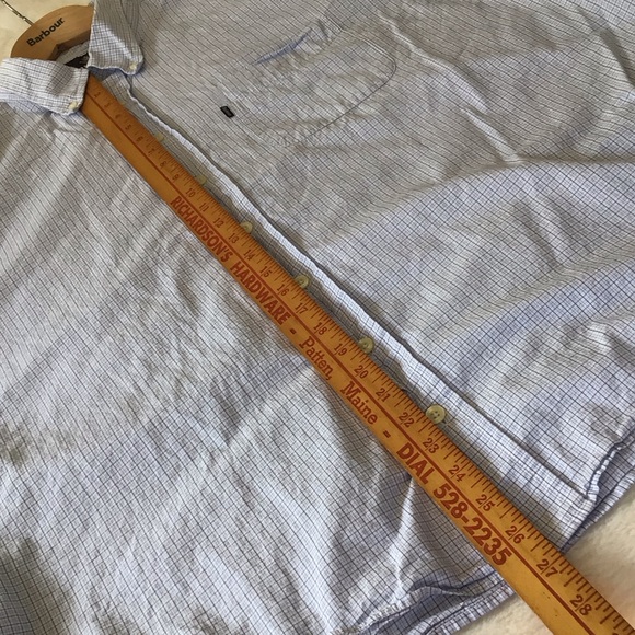 Barbour Men's Lightweight Cotton Blue Plaid Button Down Shirt XL - Picture 10 of 13